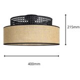  plafonsko svetlo boho 1xE27/60W/230V prečnik 40 cm crna/ratan | Eponuda.com