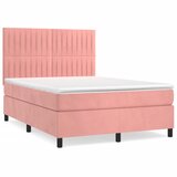  The Living Store Box spring postelja z vzmetnico roza 140x200 cm žamet - Box Spring Postelja, (21491229) | Shoptok.si