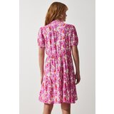  Women's Pink Floral Summer Viscose Flared Dress | Eponuda.ba