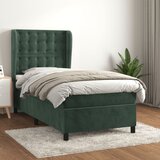  The Living Store Box spring postelja z vzmetnico temno zelena 90x200 cm žamet - Box Spring Postelja, (21449968) Cene