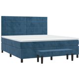 vidaXL Box spring postelja z vzmetnico temno modra 160x200 c | Shoptok.si