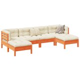vidaXL 6-dijelni set vrtnih sofa s jastucima voštano smeđi od borovine Cijene