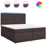  Krevet s oprugama i madracem tamnosmeđi 200x200 cm od tkanine | shoptok.hr