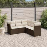  5-dijelni set vrtnih sofa s jastucima poliratan smeđi | Eponuda.com