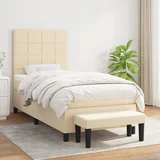 vidaXL Box spring postelja z vzmetnico krem 100x200 cm blago