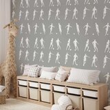  Tapeta - Sports Silhouettes - Dynamic figures of soccer players on a gray background. 50x1000 Standard | shoptok.hr