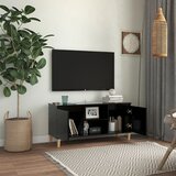 TV ormarić s nogama od masivnog drva crni 103,5 x 35 x 50 cm | shoptok.hr