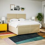 vidaXL Box spring postelja z vzmetnico krem 200x200 cm blago, (21302396) | Shoptok.si