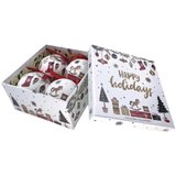  Božićne kuglice 7.5 cm, 4 kom/pak, snežno bele sa božićnim mot. 51-043000 Cene