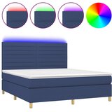  Krevet box spring s madracem LED plavi 180x200 cm od tkanine | shoptok.hr