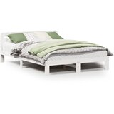 Maison Chic Posteljni okvir - Dvoposteljna postelja - Zakonska postelja brez vzmetnice bel 135x190 cm trdna borovina-J11308, (21770639) | Shoptok.si