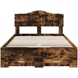  Krevetna konstrukcija s ladicama Dimljeni hrast 120 x 200 cm Smeđa 206 x 123 x 90 cm | Shoptok.si