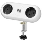  Priključnica bela OR-AE-13133(GS)/W prenosna dvostruka za sto sa 2xUSB punjačem 1,4m kabla 3x1,5mm2 | Eponuda.com