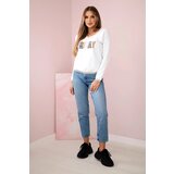 Kesi Women's sweatshirt with a sequin inscription white | shoptok.hr
