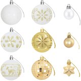  Set božićnih kuglica 88 kom. Zlatna i bijela Ø 6 cm Plastika | shoptok.hr