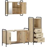 Set ormarića za kupaonicu 3 kom. Hrast sonoma - Hrast sonoma Ormarić ispod sudopera (3 vrata) + viseći ormarić + kupaonski ormar | shoptok.hr