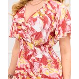 Resti Red women's long dress with fashionable pattern - Clothing | Shoptok.si