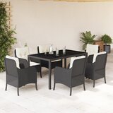 vidaXL 7-dijelni vrtni blagovaonski set s jastucima crni od poliratana | shoptok.hr