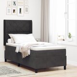vidaXL Škatlasta postelja z vzmetnico Črna 90x200 cm Žamet | Shoptok.si