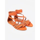 Shelvt Orange boho sandals with studs | shoptok.hr