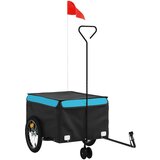 vidaXL Kolesarska prikolica črna in modra 45 kg železo | Shoptok.si