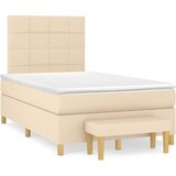 vidaXL Box spring postelja z vzmetnico krem 120x200 cm blago, (20896127) Cene