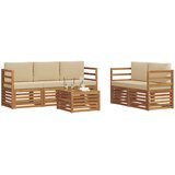  Set vanjskih sofa 6 kom. Prirodna i bež Čvrsto drvo akacije | shoptok.hr