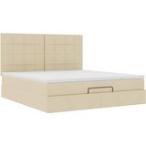vidaXL Otomanski posteljni okvir z vzmetnico krem 160x200 cm blago, (21653547) | Shoptok.si