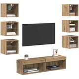 TV ormar S LED lampica s ladicama 8 pcs Umjetnički hrast Stakl | Eponuda.ba