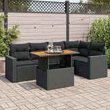vidaXL Vrtna sedežna garnitura 6-delna z blazinami črna poli ratan | Shoptok.si