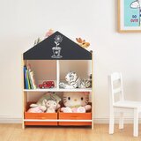 Ginger Home Етажерка за играчке и књиге Црна Табла за Писање, Кућица, Дрво | shoptok.hr