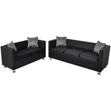 vidaXL Set trosjeda i dvosjeda od umjetne kože crni | shoptok.hr