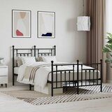  Metalni okvir kreveta uzglavlje i podnožje crni 120x200 cm | Eponuda.com