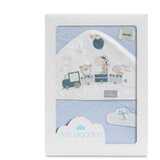 Interbaby ručnik s kapuljačom Vlakić 100x100 Plavi | shoptok.hr