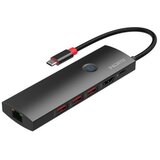 MicroConnect USB-C-HDMI mini dock, RJ45, HDMI 4K@60Hz 3xUSB-A 3.2, PD up - 100W video shut-off Cene