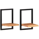  Zidne police 2 kom 25 x 25 x 35 cm masivni bagrem i čelik | shoptok.hr