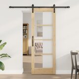 vidaXL Drsna vrata s kompletom opreme 'ORKDAL'Trdi les in steklo, Notranja vrata s steklom 'ORKDAL'73.5x198.5x4 cm Trdi les bor Cene