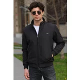 River Club Men's Black Stand-Up Collar Waterproof And Windproof Inner Quilted Fiber Coat.