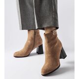 Gemre Beige elegant block-heeled ankle boots Serbadone | shoptok.hr
