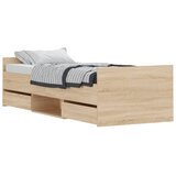  The Living Store Posteljni okvir z vzglavjem in vznožjem sonoma hrast 75x190 cm - Posteljni Okvir, (21448845) | Shoptok.si