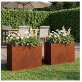 vidaXL Vrtna saksija 2 kom. Rđa 50 x 20 x 40 cm Otporni čelik - Otporni čelik 50 x 20 x 40 cm 2 | shoptok.hr
