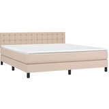  Box spring postelja vzmetnico LED kapučino 180x200 cm um. usnje, (20901765) | Shoptok.si