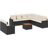  The Living Store Vrtna sedežna garnitura 10-delna z blazinami črn poli ratan - Vrtna Sedežna Garniture, (21449437) | Shoptok.si
