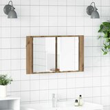 vidaXL Kopalniška ogledalna omara z vrati Umetni hrast 80 x 12 x 45 cm | Shoptok.si