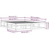  Za krevet od masivnog drva crni 180 x 200 cm 6FT bračni | shoptok.hr
