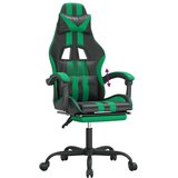  Igraća stolica od umjetne kože s osloncem za noge Crna i zelena - Crna i zelena 1 Sa naslonom za noge | shoptok.hr
