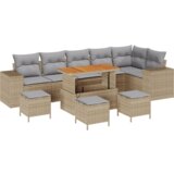 10-dijelni vrtni sofa set s jastučićima Bež Poliratan Acacia | shoptok.hr