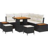 8 Dijelni Vrtni Sofa Set s Jastučićima Crni Poli Ratan Acacija 3 Dijelni Vrtni Jela Set s Jastučićima Crni Poli Ratan Acacija Cijene