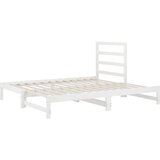  Izvlečna dnevna postelja bela 2x(90x200) cm trdna borovina, (20723786) | Shoptok.si