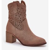 S. BARSKI Cutout Cowboy Ankle Boots For Women On Heel Brown S.Barski | ePonuda.com